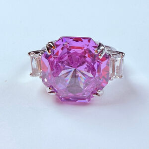 Amethyst Purple 13.5 CT Cubic Zirconia Grand Sterling Silver 925 Vintage Ring